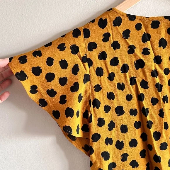 MadeWELL Carmelina Flutter-Sleeve Top | Painted Spots Egyptian Gold | Size 0 | - Picture 11 of 14